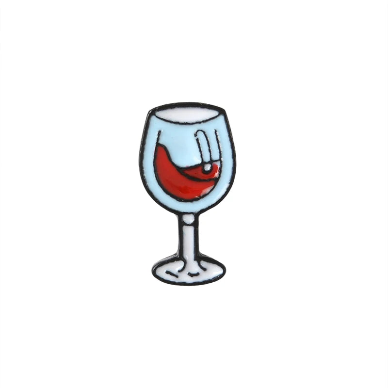 Wine Time Mini Cute Wine and Wine Glasses Couple Pins Red Wine Bottle Cup Brooches Enamel Pin Badge for Lovers Best Friend Pins
