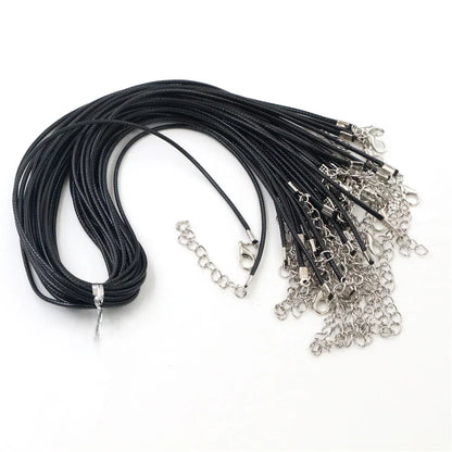 Handmade Leather 20pcs/Lot Adjustable Braided Rope Necklaces & Pendant Charms Findings Lobster Clasp String Cord