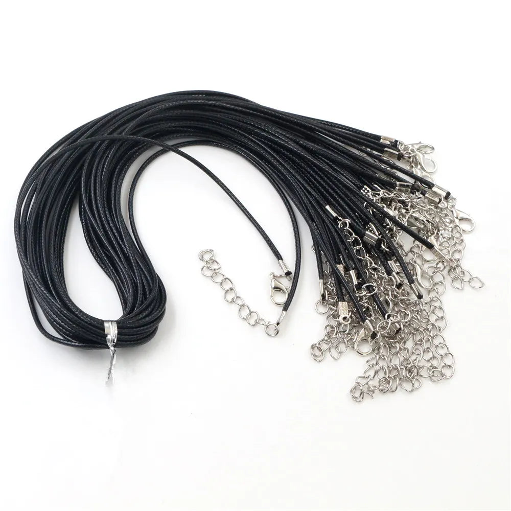 Handmade Leather 20pcs/Lot Adjustable Braided Rope Necklaces & Pendant Charms Findings Lobster Clasp String Cord