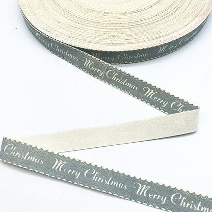 New 5yards 15mm Christmas Printed Polyester Cotton Ribbon DIY Wedding Christmas Party
