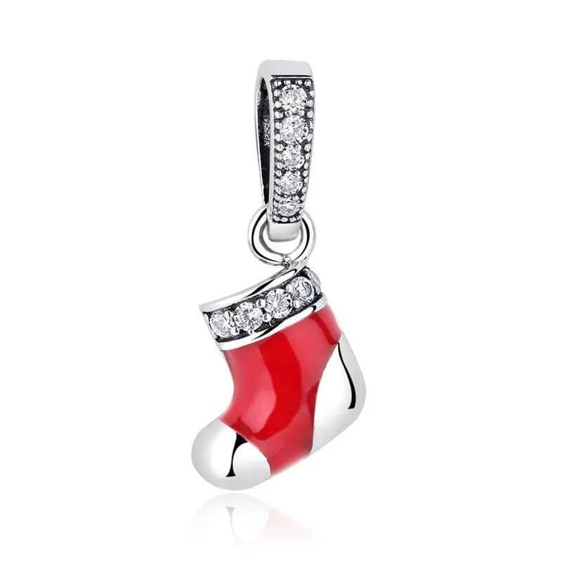 Bamoer 925 Sterling Silver Jewelry Christmas Collection Charm for Women Girl DIY Jewelry Fit Original Bracelet Bangle