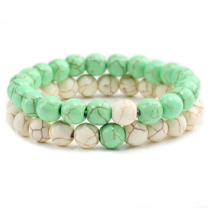 2Pcs/Set Couple Distance Beaded Bracelet Natural Stone Strand Bracelets Homme Charm Yoga Jewelry for Women Men Best Friend