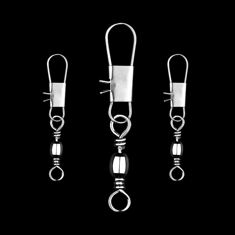 50pcs 14# to 3/0# Swivels Interlock Snap Fishing Lure Tackles Gear Accessories Connector Swivels Pin Bearing Rolling Solid Tool
