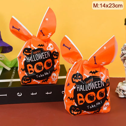 25/50pcs Halloween Candy Bags Pumpkin Bat Snack Biscuit Bag Trick or Treat Kids Favors Halloween Party Decoration Supplies