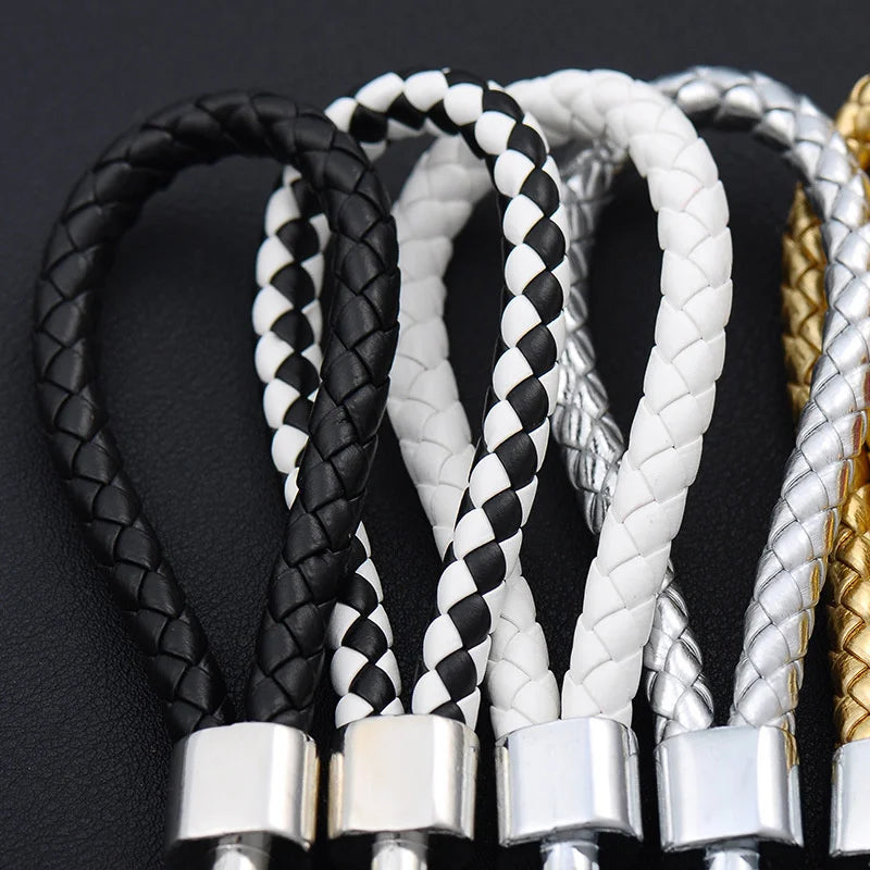 Handmade Knitted Rope Making Leather Rope Keychain for Women Men Rope for Hanging Bags Key Chain Porte Clef Chaveiro Keychains