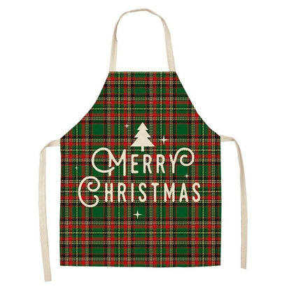 Linen Merry Christmas Apron Christmas Decorations for Home Kitchen Accessories Natal Navidad 2023 New Year Christmas