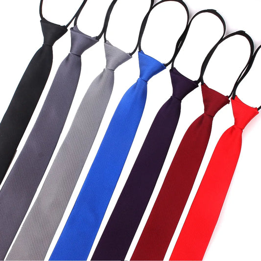 Zipper Necktie for Men Women Tie for Boys Girls Suits 6cm SolidTies Slim Girls Neck Tiie Gravatas Rubber Pre-Tied Tie