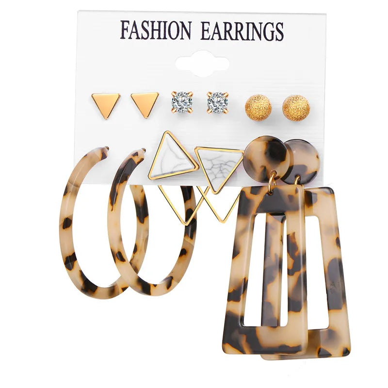 17KM Vintage Tassel Acrylic Earrings for Women Bohemian Earrings Set Big Dangle Drop Earring 2020 Brincos Female Jewelry