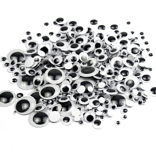 DIY Wiggly Googly Eyes Black White Self-Adhesive Doll Eye Movable Simulation Ani