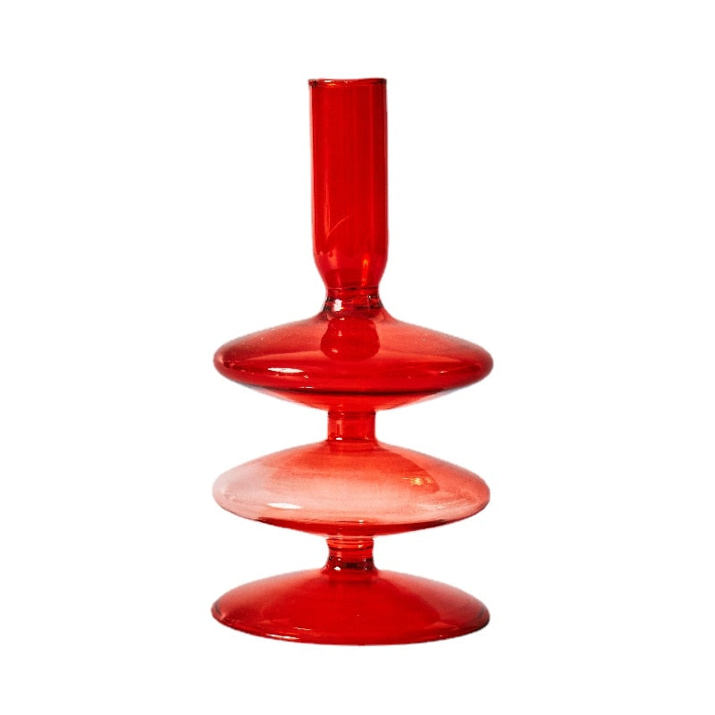 Red Glass Candle Holders Taper Candle Stand Christmas Candle Holder Candlestick Holder Christmas Decor Green Glass