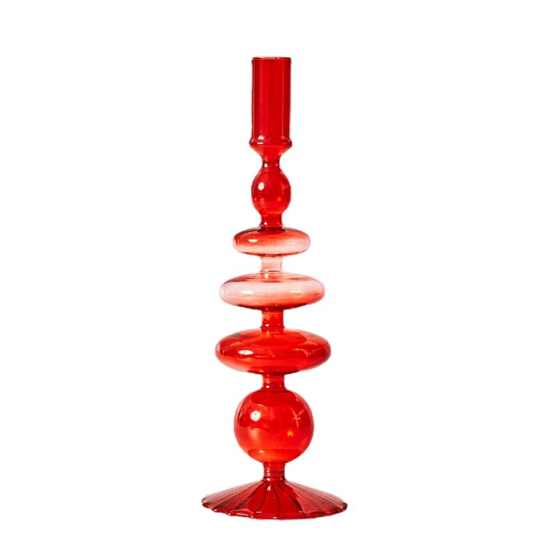 Red Glass Candle Holders Taper Candle Stand Christmas Candle Holder Candlestick Holder Christmas Decor Green Glass