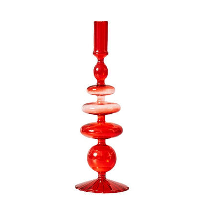 Red Glass Candle Holders Taper Candle Stand Christmas Candle Holder Candlestick Holder Christmas Decor Green Glass