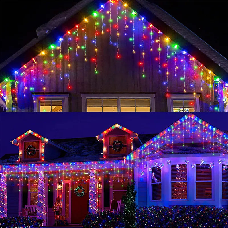 Christmas Decorations for Home Outdoor LED Curtain Icicle String Light Street Ga