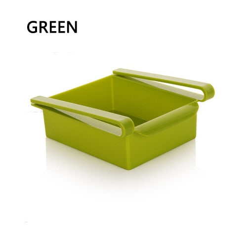 ABS Slide Storage Rack Organizer Adjustable Refrigerator Shelf Holder Drawer Organiser Space Saver Fruit Snack Kitchen Rack Shel