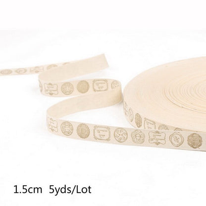5yards Cartoon Printed Cotton Ribbons Hairbows Christmas Decoration for Home Gif