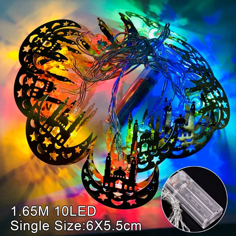 1.6M Moon Star Led Light String Eid Mubarak Decor Ramadan Decor for Home Muslim Islamic Decor Hajj Ramadan Kareem Eid Al Adha