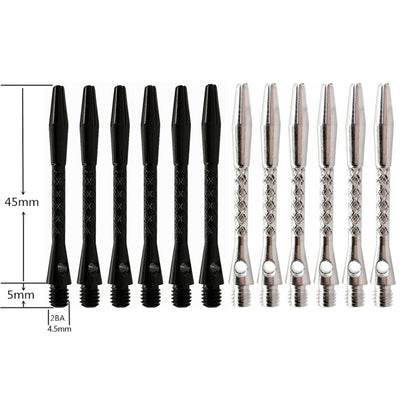 Yernea High-Quality 6Pcs/Lot Darts Shaft Aluminium Alloy Material 45mm Shafts Silvery White and Black Two Colour