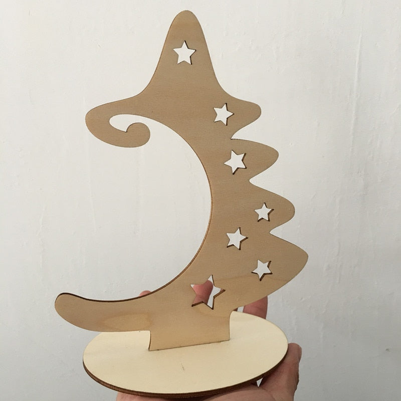Wood Slices With Stand Natural Unfinished Christmas Wooden Tree Star Crafts for