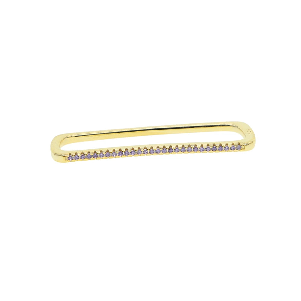 Fashion Women Jewelry 1 Piece Ear Cuff No Piercing Ear Clip White Rainbow Cz Rectangle Cuff Earring