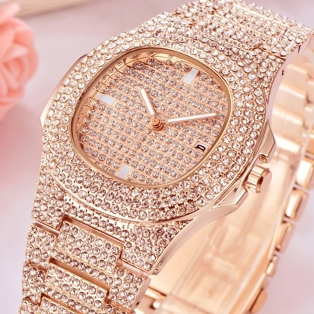New 2021 ICE Out Role Hip Hop Watch Diamond Watch Men Silver Steel Mens Quartz Watches Waterproof Relogio Masculino