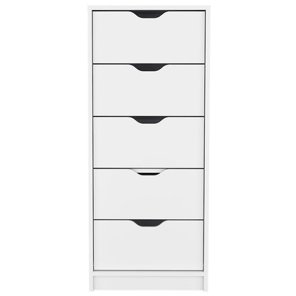 Kamran Dresser, Five Drawer Narrows -White