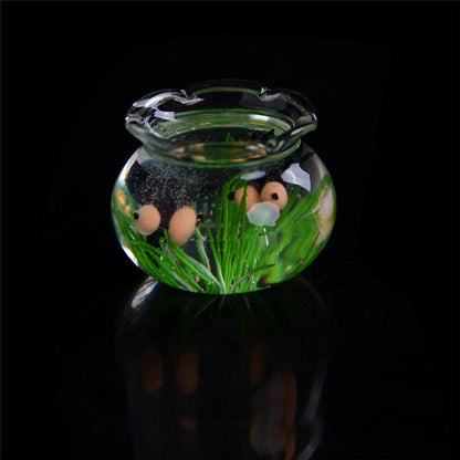 1PCS 1:12 Pet a Glass Bowl for Fish Tank Pole Nets Dollhouse Miniature 1/12 Doll House Decor Accessories