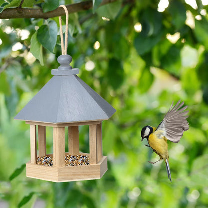 Garden Window Hanging Bird Feeder House Wooden Birdhouse Parrot Cage Bird Seeds Food Feeder Ornaments Yard Decor Outdoor