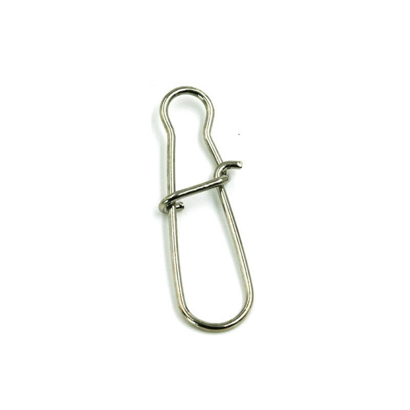 100pcs/Lot Stainless Steel Hook Lock Snap Swivel Solid Rings Safety Snaps Fishing Hooks Connector Fishing Tackle Tool