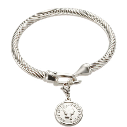 MSX Gold Plating Stainless Steel Bangles Bracelets Vintage Love Roman Numerals Wristband Bracelets Bangles for Men Women