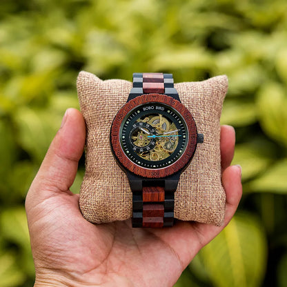 BOBO BIRD Wood Mechanical Watch Men Relogio Masculino Big Mens Watches Top Brand Luxury Timepieces Erkek Kol Saati