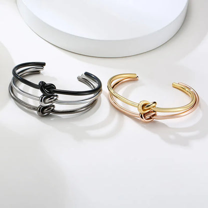 Trendy Round Circular Open Knot Cuff Bangle Bracelets for Women Elegant GoldColor Jewelry Noeud Armband Pulseiras