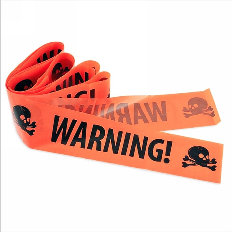 Halloween Warning Tape Signs Halloween Props Window Prop Party Danger Warning Line 580x8.5cm Halloween Decoration Witch Balloons