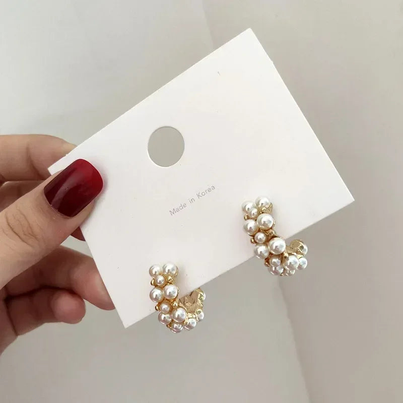 Korean Jewelry Fresh Cute Hook Drop Oil Flower Stud Earrings Crystal Earring for Women
