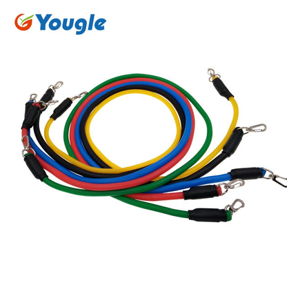 YOUGLE 11pcs/Set Pull Rope Fitness Exercises Resistance Bands Latex Tubes Pedal Excerciser Body Training Workout Yoga