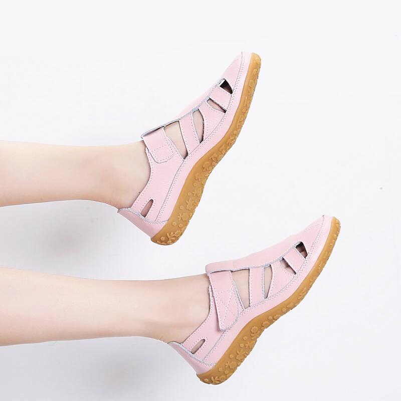 Split Leather Flat Sandals Women Fashion Summer Shoes Anti-Slip Soft Sole Ladies Gladiator Sandal Breathable Sandalias SH031502