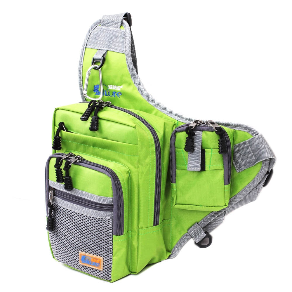 iLure Fishing Bag Canvas Carp Fishing Reel Tackle Lure Bag Green/Orange/Black 32*39*12CM Multifunction Waterproof Fishing Bag