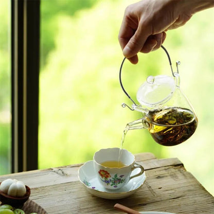 Japanese Handmade Heat Resistant Glass Teapot Household Transparent Beam Teapots