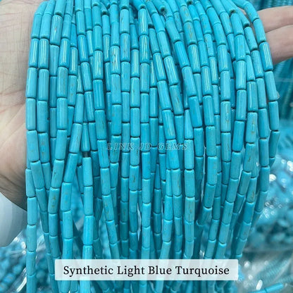 4*13mm Natural Stone Agate Jasper Turquoise Tube Shaped Beads Loose Cylindrical Bead for Jewelry Making DIY Bracelet Accessory