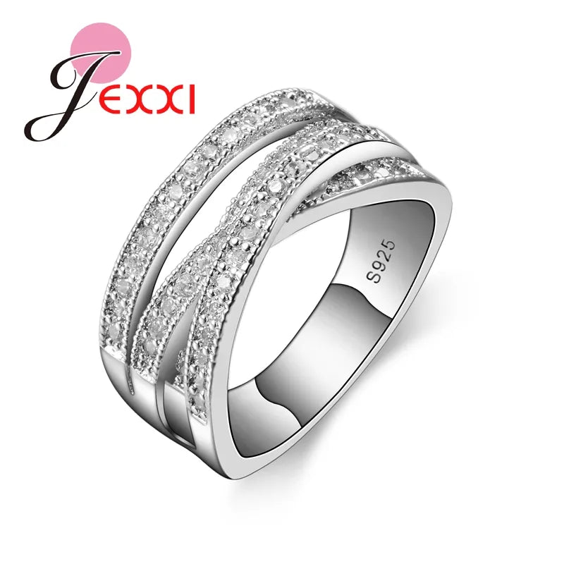 Big Sale Brand Fashion Original Design 925 Sterling Silver Jewelry Cubic Zircon Crystal Engagement Wedding Rings for Women Y2K
