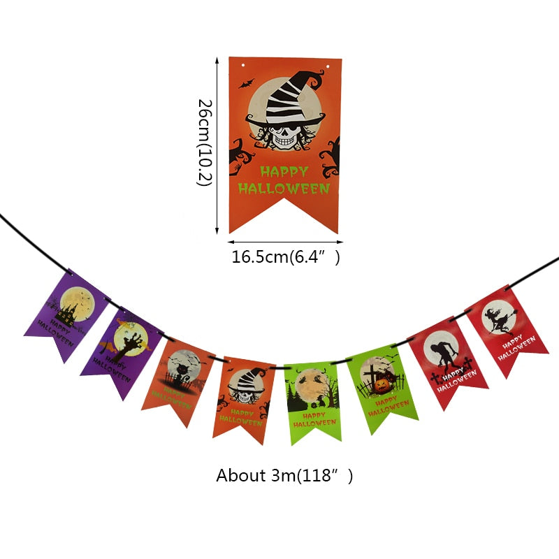 2023 Year Happy Halloween Banner Garland for Halloween Home Hanging Ornament Decorations Kids Child Favors Creative