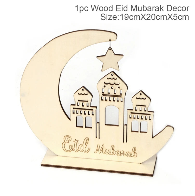 Wooden EID MUBARAK Ramadan Decoration Islamic Ramadan and Eid Decorations for Food Eid Al Adha EID Muslim Decor Ramadan