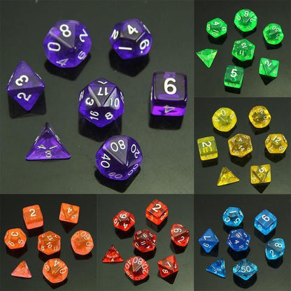 1 Set of 7 Sided Dice D4 D6 D8 D10 D12 D20 for Dice Board Game