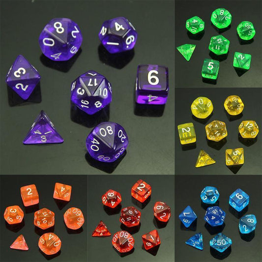 1 Set of 7 Sided Dice D4 D6 D8 D10 D12 D20 for Dice Board Game