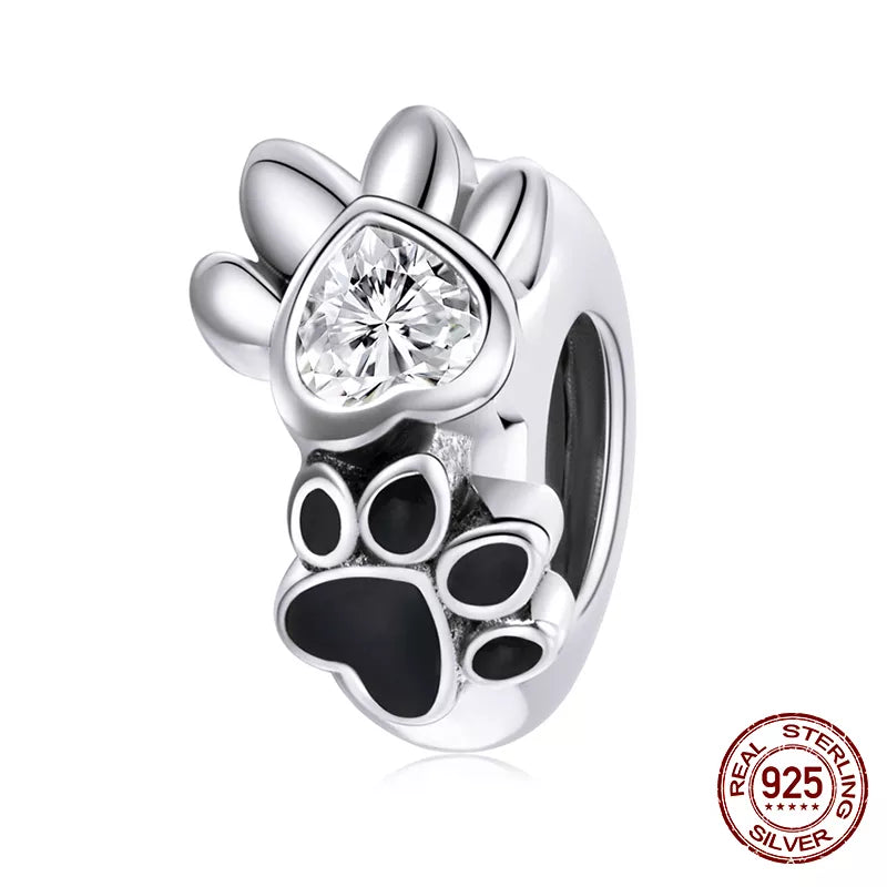 WOSTU 925 Sterling Silver Animal Cat Charm Pendant Heart Family Ladybug Bee Beads Fit Original Bracelet DIY Jewelry for Women