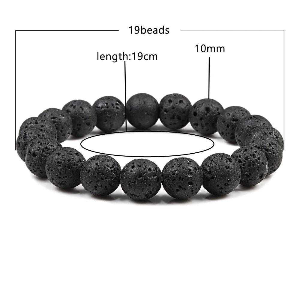 10mm Tiger Eye Natural Stone Beads Bracelet 3 Size Buddha Lava Round Beads Elasticity Rope Bracelets for Men Yoga Handmade Jewel