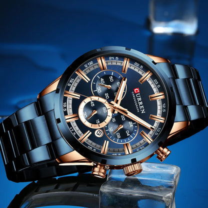 CURREN New Fashion Watches With Stainless Steel Top Brand Luxury Sports Chronograph Quartz Watch Men Relogio Masculino