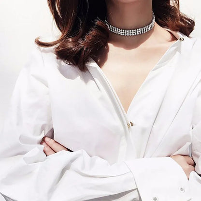 SUMENG 2024 European Style Women Bundle Neck Element Necklace Jewelry Punk Hip Hop Choker Inlay Rhinestone Collar