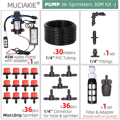 MUCIAKIE 50m-5m DIY Drip Irrigation System Automatic Watering Garden Hose Micro Drip Watering Kits With Adjustable Drippers