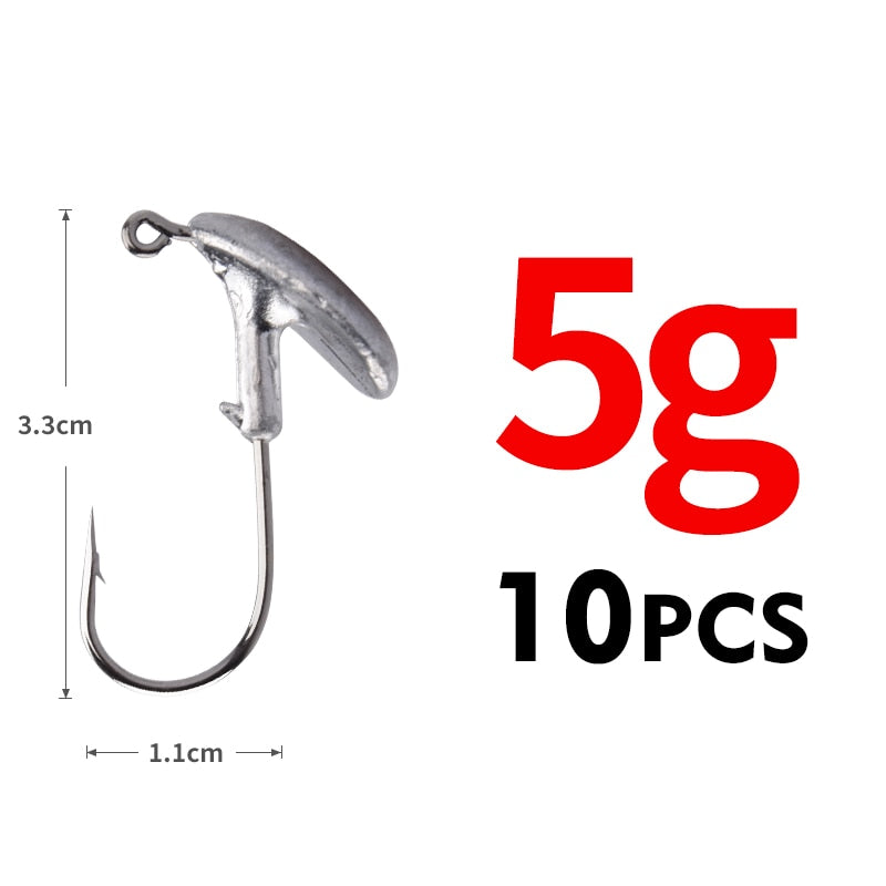 MEREDITH 10PCS Blood Slot Jig Head Tumbler Head Fishing Hook 3.5g 5g 7g 10g 14g for Soft Lure Carbon Steel