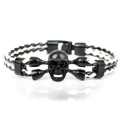 XQNI Brand Pop Skull Leather Men Bracelet High Quality Popular Boys Courage Knighthood Skeleton Male Charm Bracelet Jewelry
